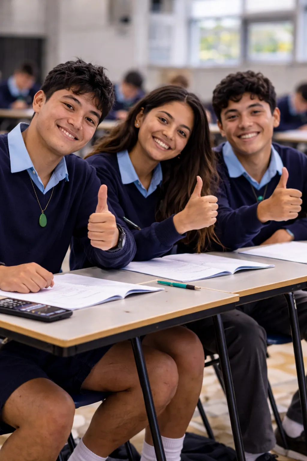 Student focused on exam paper